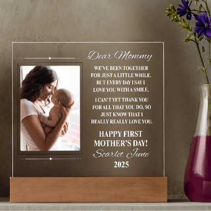 Dear Mommy 1st Mother's Day Personalized Acrylic Square Plaque