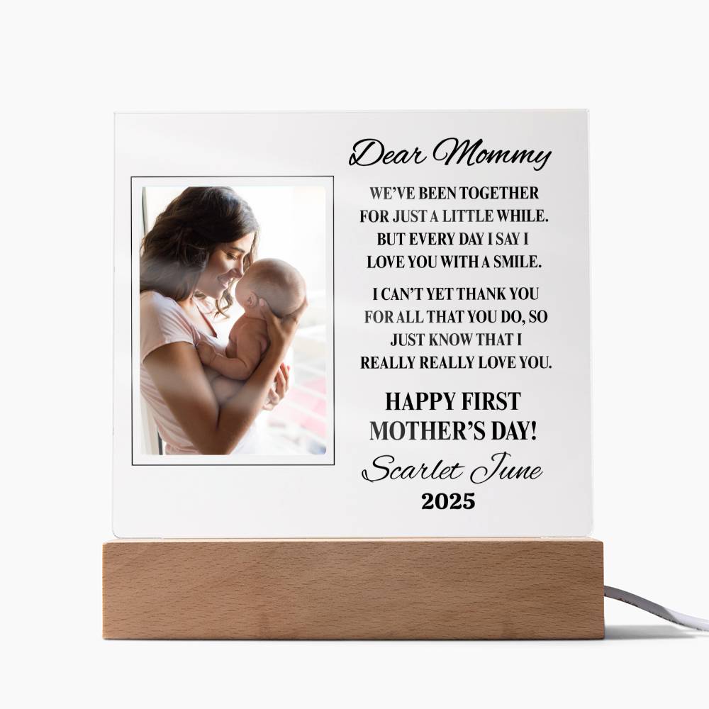Dear Mommy 1st Mother's Day Personalized Acrylic Square Plaque
