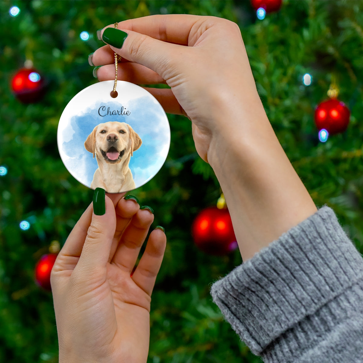 Personalized Pet Watercolor Ornament Memorial Gift