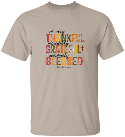 ***Thankful Blessed Thanksgiving Personalize Family T-Shirt